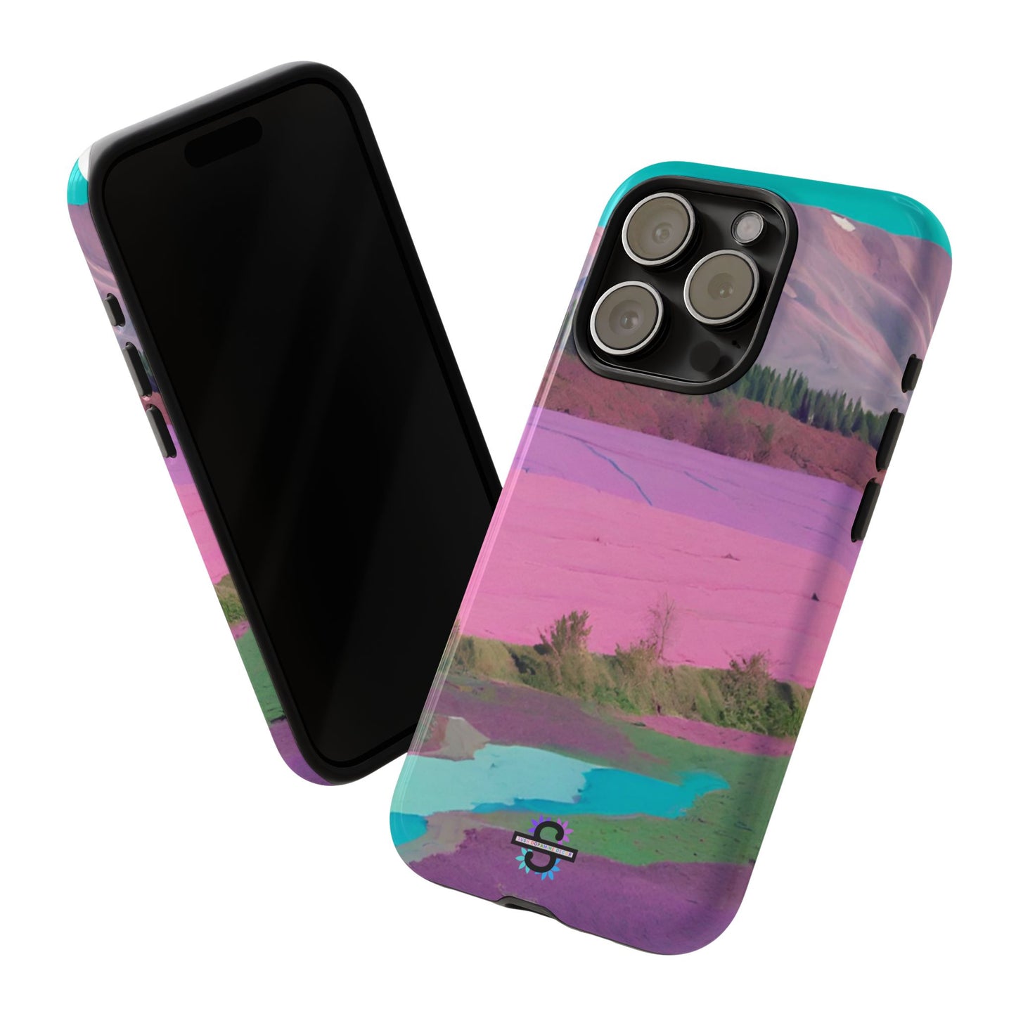 Hard Phone Case, Pink Landscape Design, Dual layer case for Extra Durability and Protection, Glossy or Matte Finish,