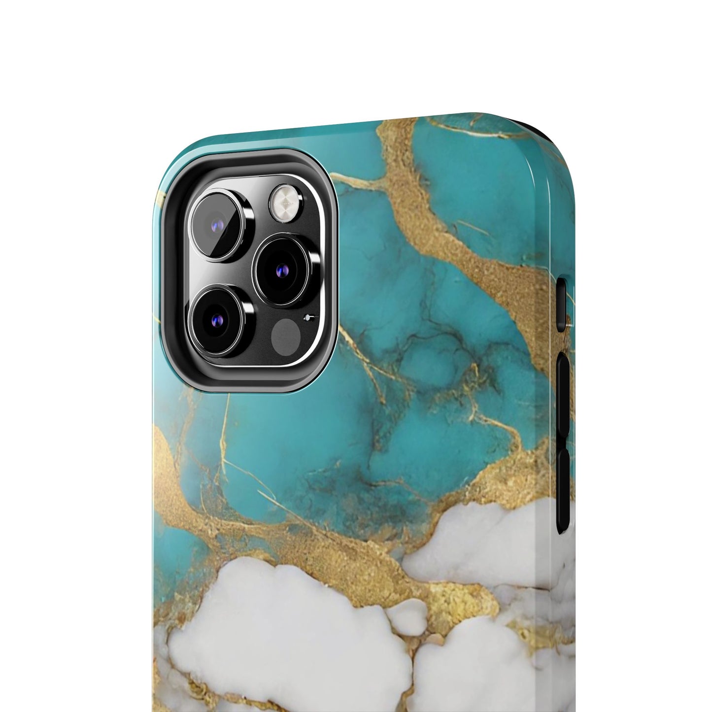 Turqoise Drop Print White Gold Tough Phone Case