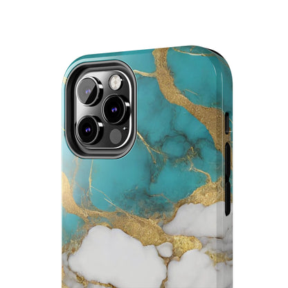 Turqoise Drop Print White Gold Tough Phone Case