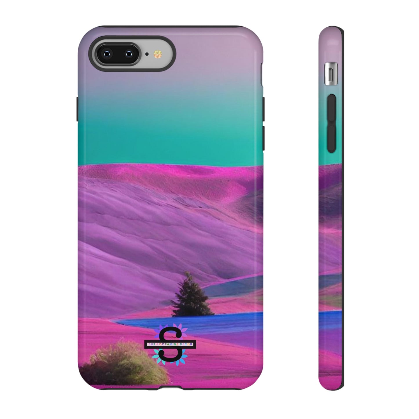 Tough Phone Case - pink purple green blue landscape