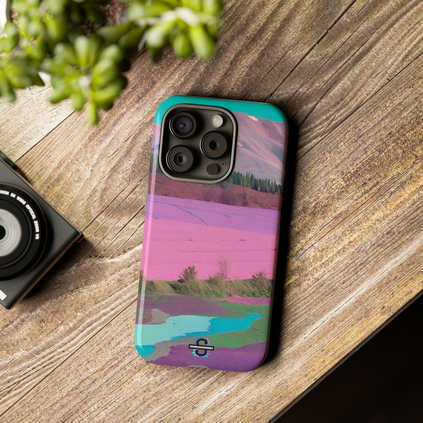 Hard Phone Case, Pink Landscape Design, Dual layer case for Extra Durability and Protection, Glossy or Matte Finish,