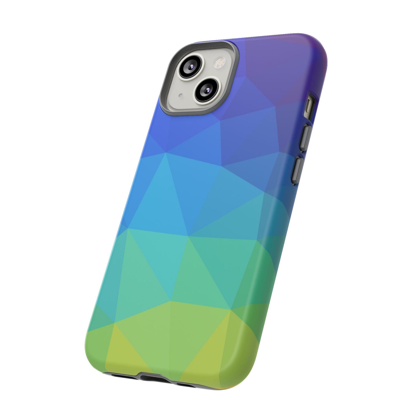 Geometric Gradient Tough Phone Case — Blue Green Polygon Design