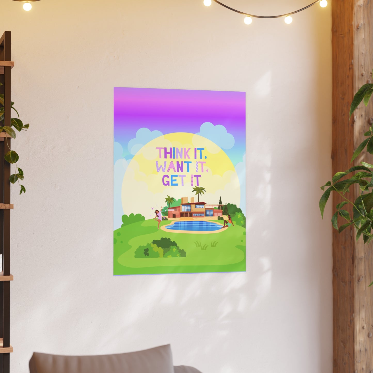 Prosperity Manifestation Posters, Mansion with a Pool Wall Poster for Manifestation