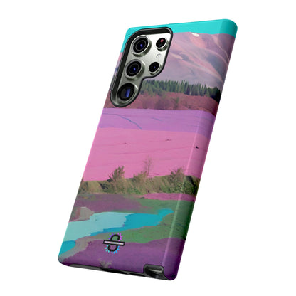 Hard Phone Case, Pink Landscape Design, Dual layer case for Extra Durability and Protection, Glossy or Matte Finish,