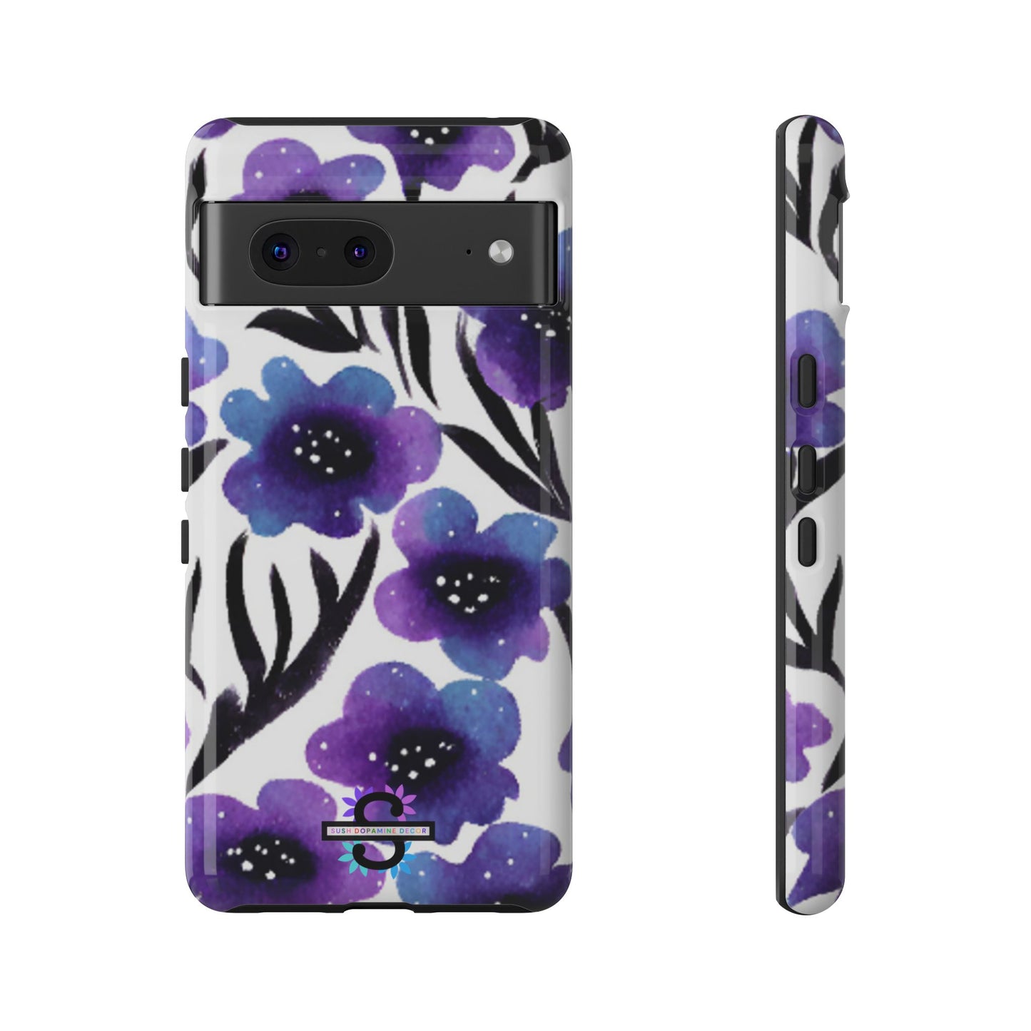 Purple Watercolor Floral Tough Case — Protective Galaxy Flower Phone Cover