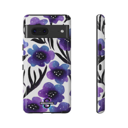 Purple Watercolor Floral Tough Case — Protective Galaxy Flower Phone Cover