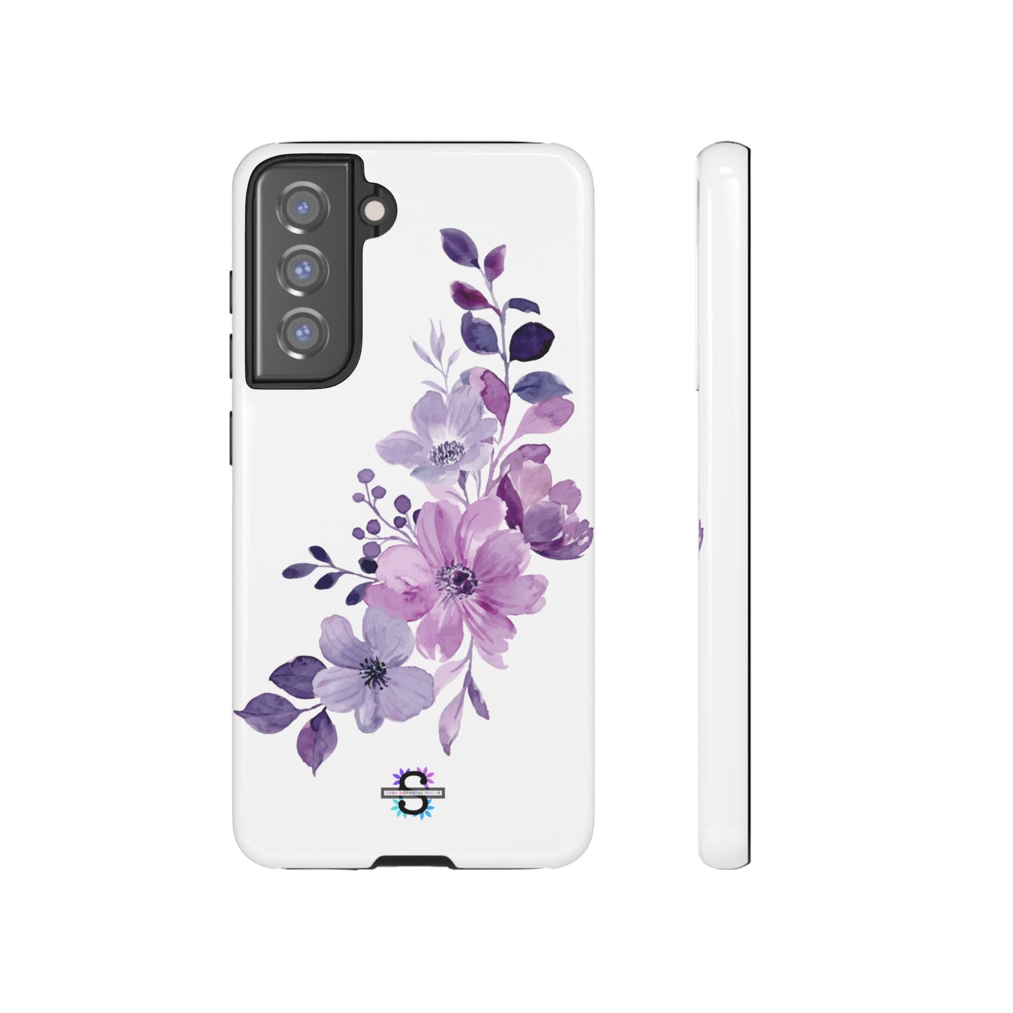 Couverture de téléphone rigide violette florale