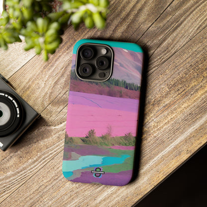 Hard Phone Case, Pink Landscape Design, Dual layer case for Extra Durability and Protection, Glossy or Matte Finish,