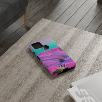 Tough Phone Case - pink purple green blue landscape