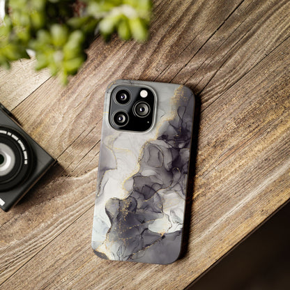 Slim Phone Cases, Black Marble Design