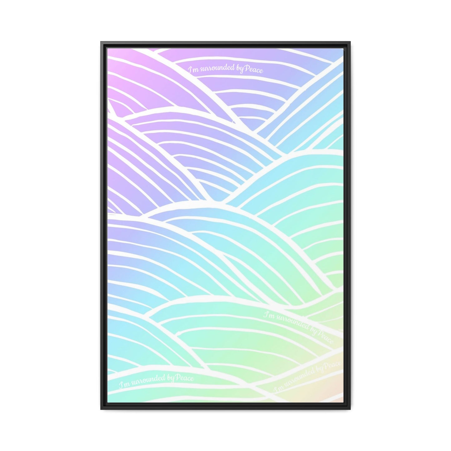 Peaceful Gradient Wall Art | Limited Edition Subliminal Canvas | Black or White Pinewood Frame | Eco-Friendly, Collectors Piece (Only 5 Worldwide)