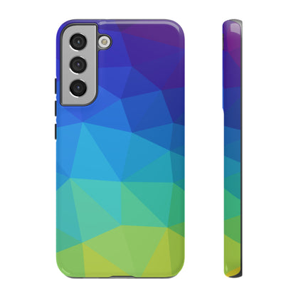 Geometric Gradient Tough Phone Case — Blue Green Polygon Design
