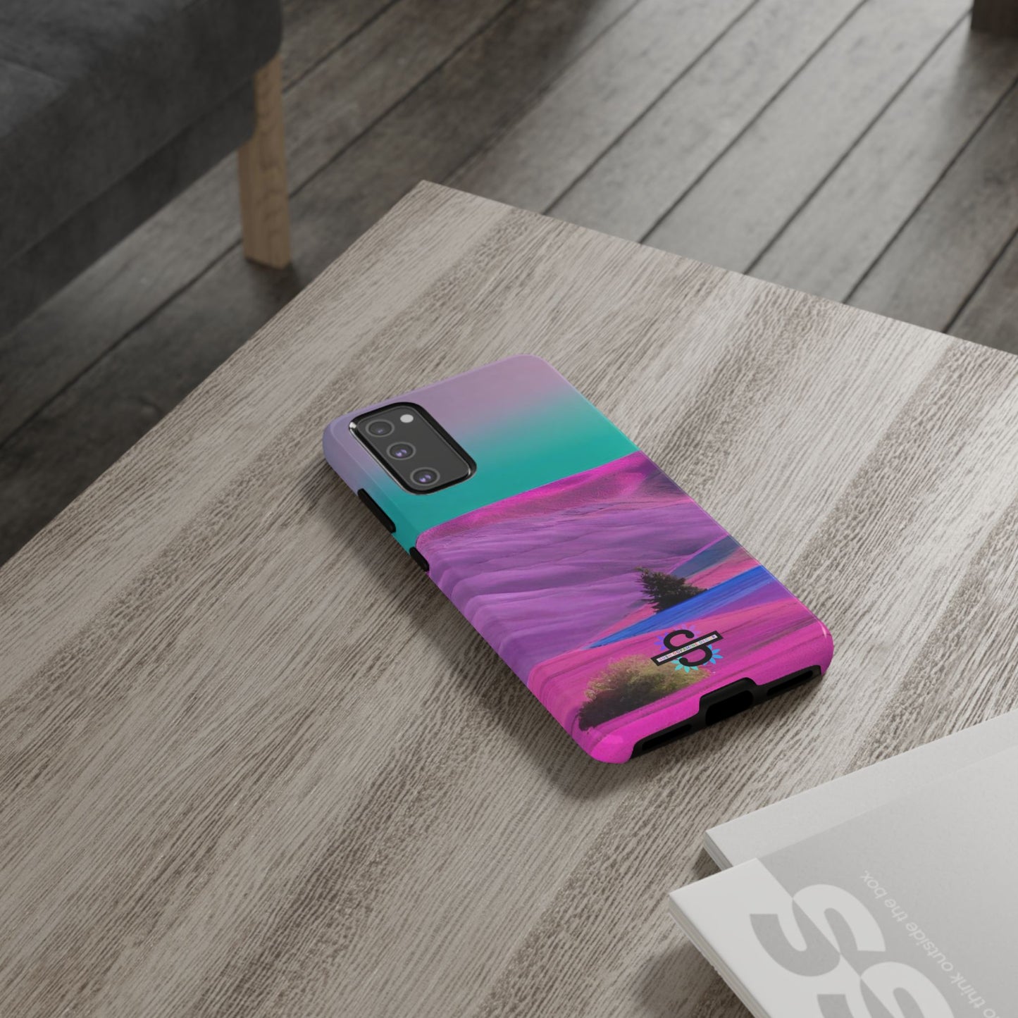 Tough Phone Case - pink purple green blue landscape