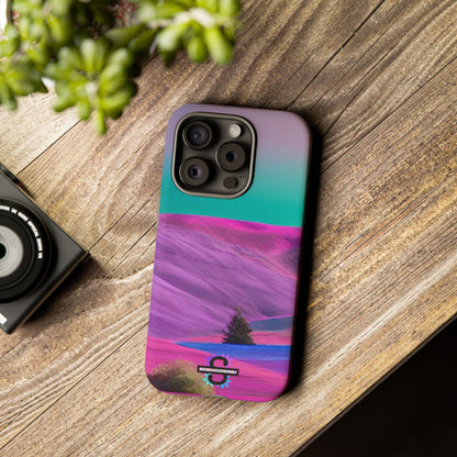 Tough Phone Case - pink purple green blue landscape