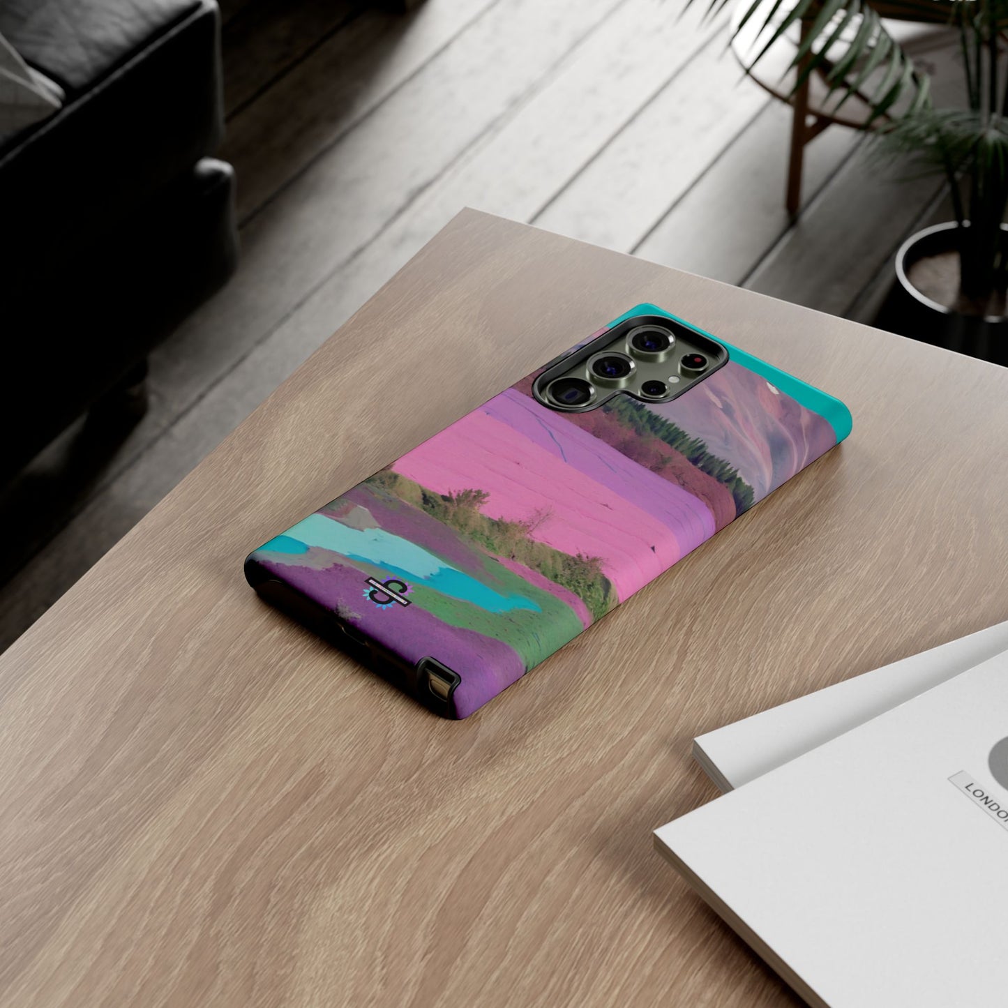 Hard Phone Case, Pink Landscape Design, Dual layer case for Extra Durability and Protection, Glossy or Matte Finish,