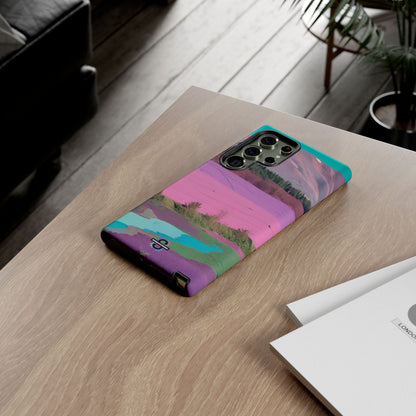 Hard Phone Case, Pink Landscape Design, Dual layer case for Extra Durability and Protection, Glossy or Matte Finish,