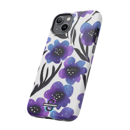 Purple Watercolor Floral Tough Case — Protective Galaxy Flower Phone Cover