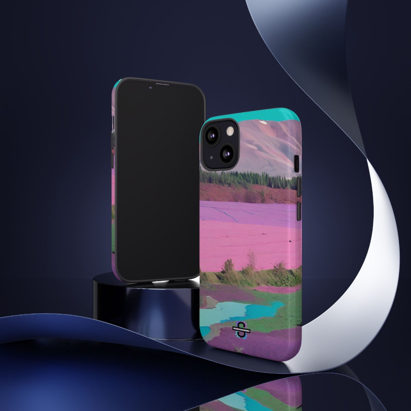 Hard Phone Case, Pink Landscape Design, Dual layer case for Extra Durability and Protection, Glossy or Matte Finish,