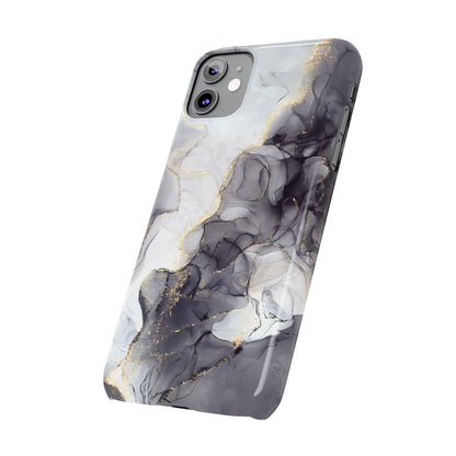 Slim Phone Cases, Black Marble Design