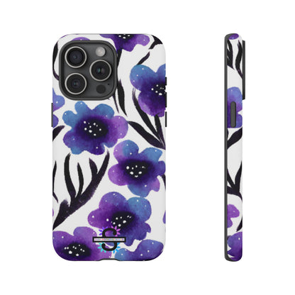 Purple Watercolor Floral Tough Case — Protective Galaxy Flower Phone Cover