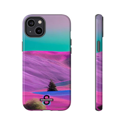 Tough Phone Case - pink purple green blue landscape