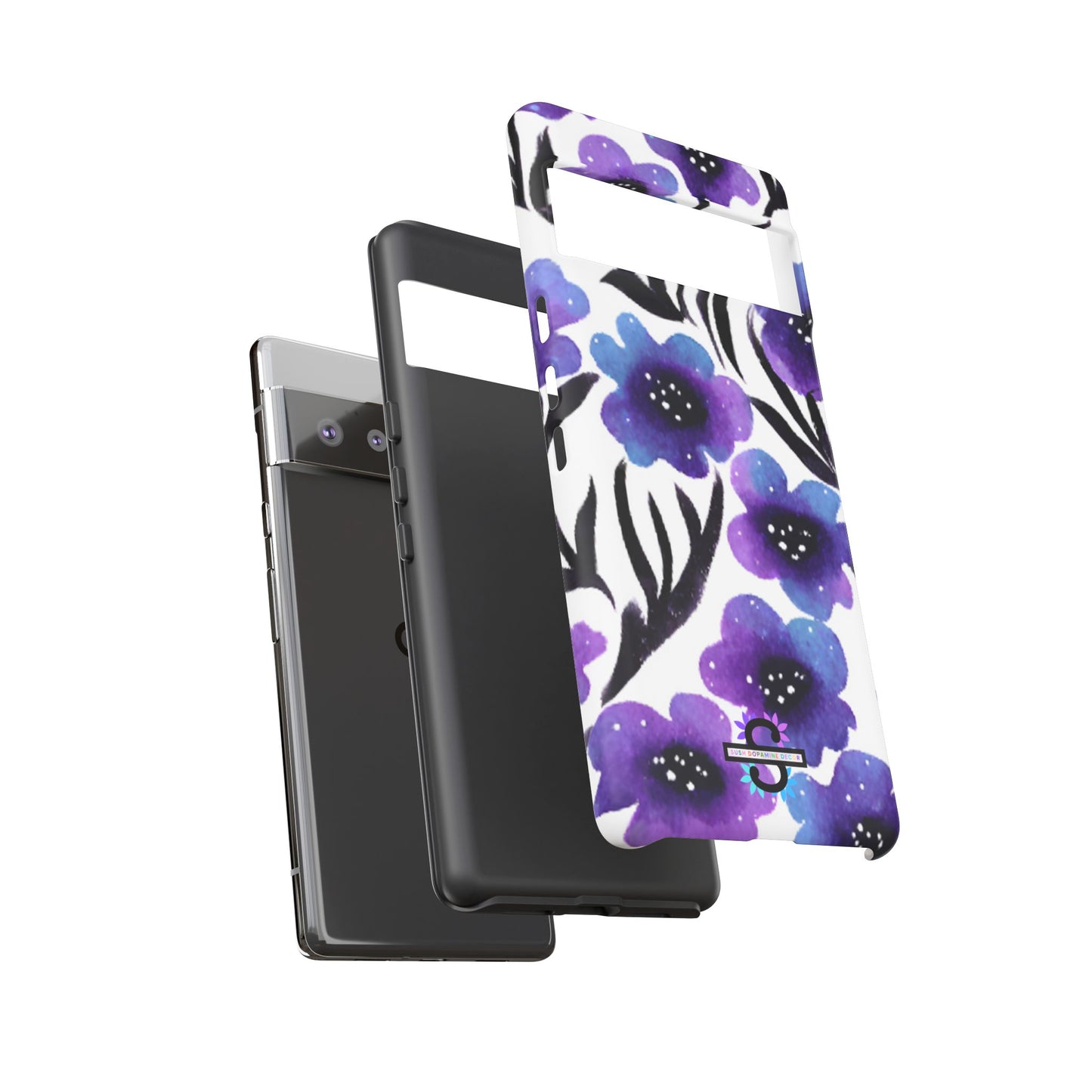 Purple Watercolor Floral Tough Case — Protective Galaxy Flower Phone Cover