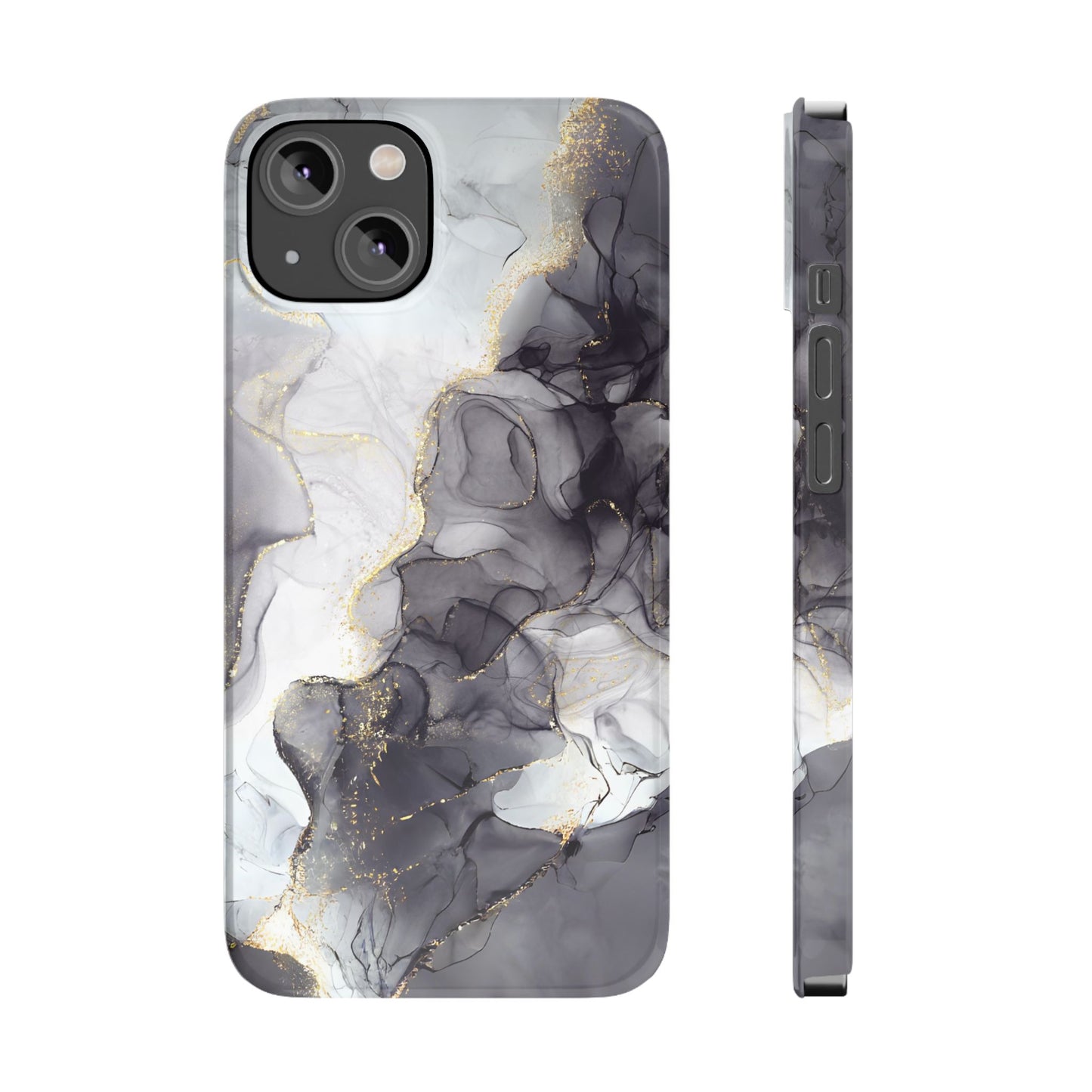 Slim Phone Cases, Black Marble Design