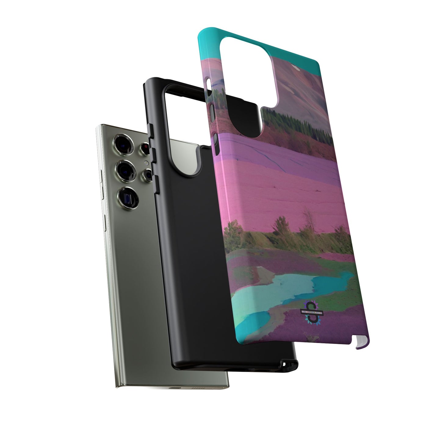 Hard Phone Case, Pink Landscape Design, Dual layer case for Extra Durability and Protection, Glossy or Matte Finish,
