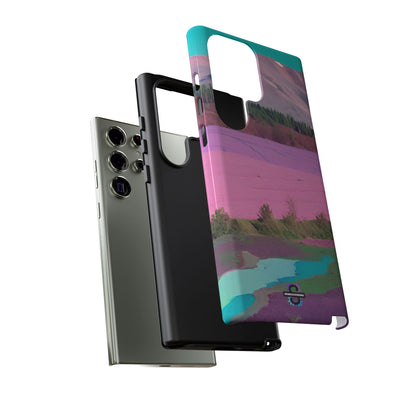 Hard Phone Case, Pink Landscape Design, Dual layer case for Extra Durability and Protection, Glossy or Matte Finish,