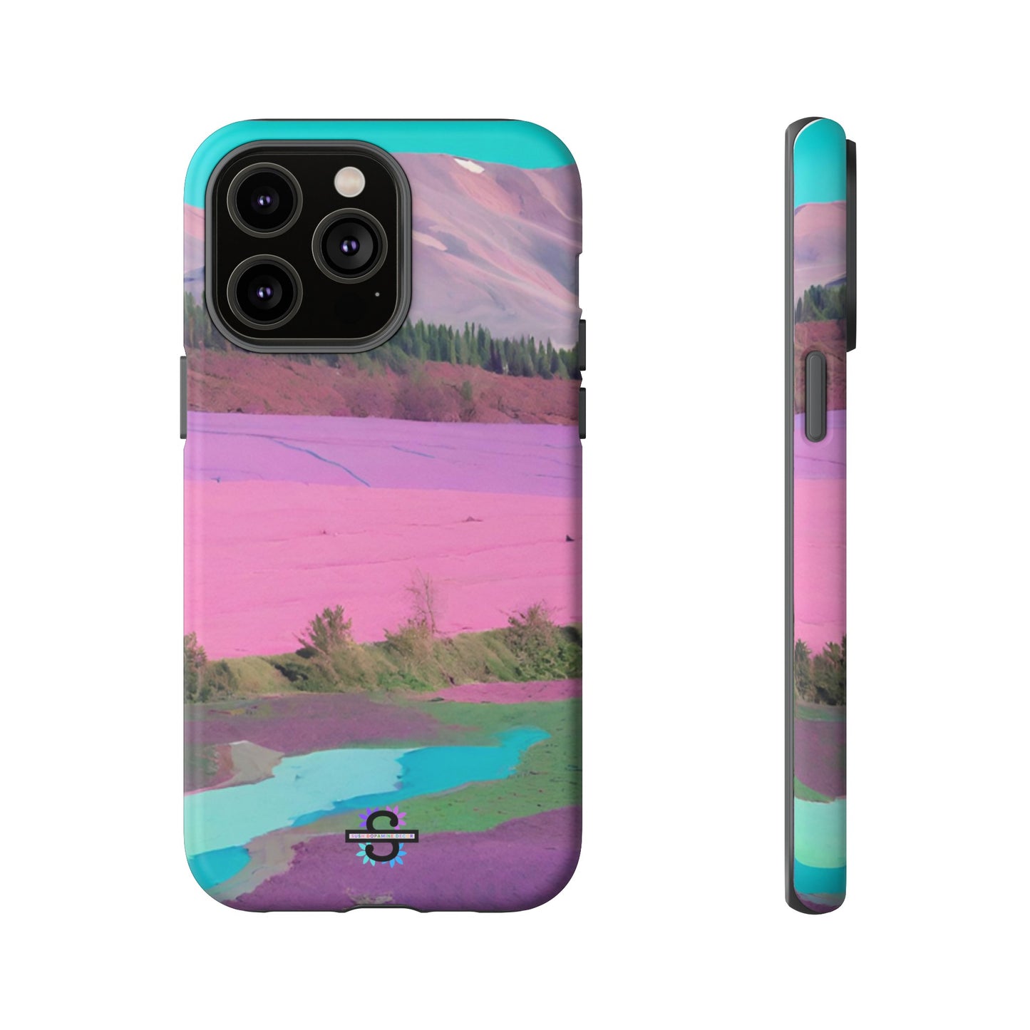 Hard Phone Case, Pink Landscape Design, Dual layer case for Extra Durability and Protection, Glossy or Matte Finish,