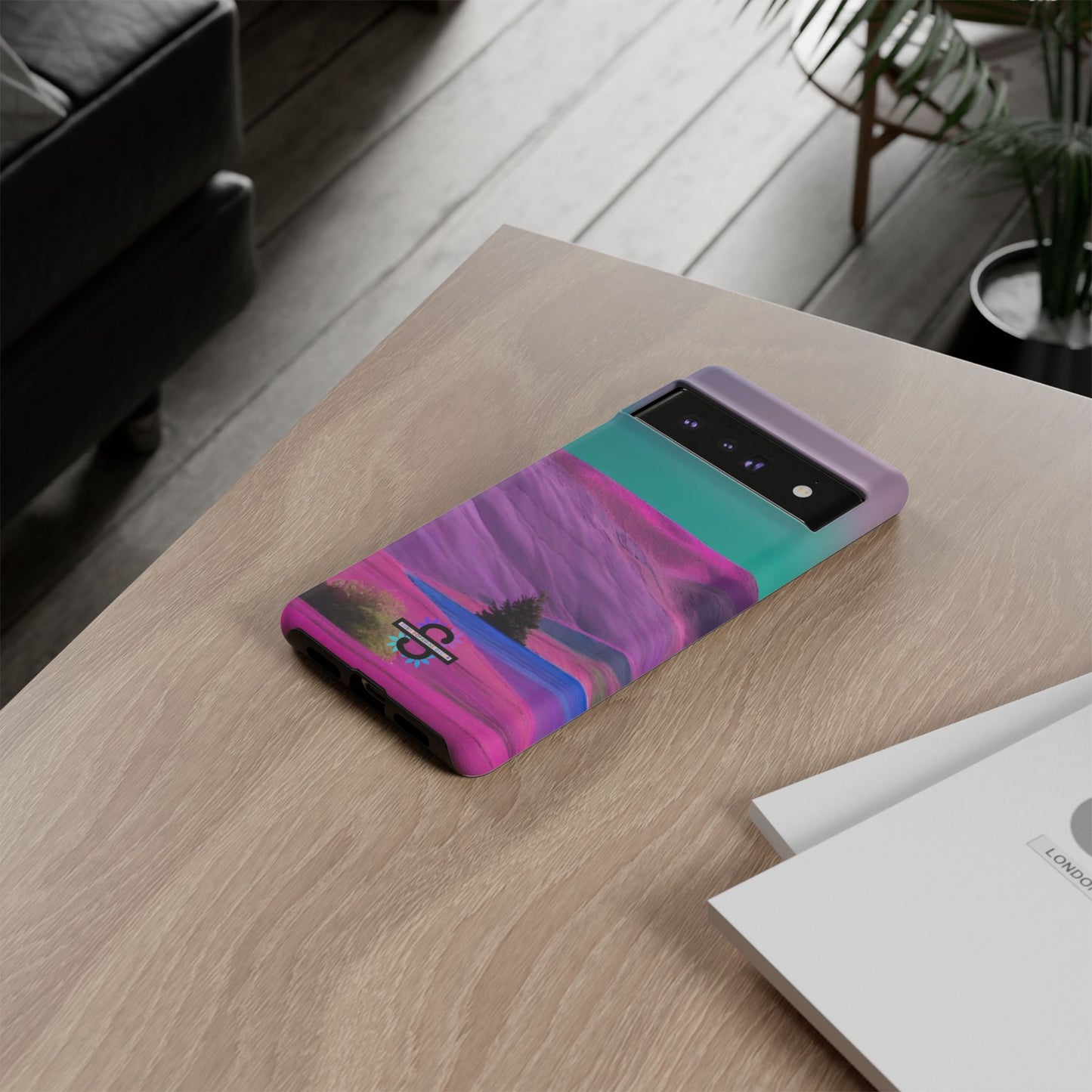 Tough Phone Case - pink purple green blue landscape