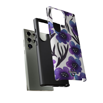 Purple Watercolor Floral Tough Case — Protective Galaxy Flower Phone Cover