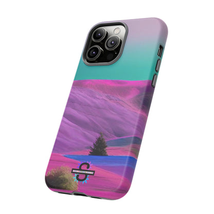 Tough Phone Case - pink purple green blue landscape