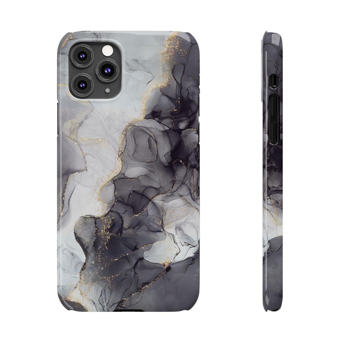 Slim Phone Cases, Black Marble Design
