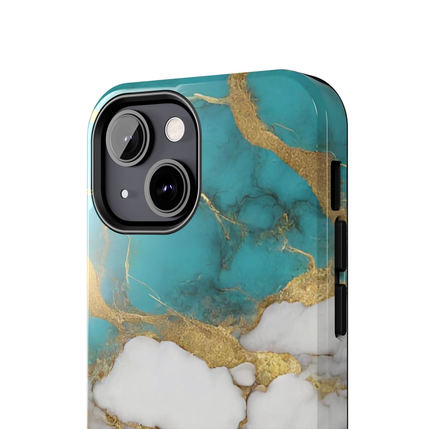 Turqoise Drop Print White Gold Tough Phone Case
