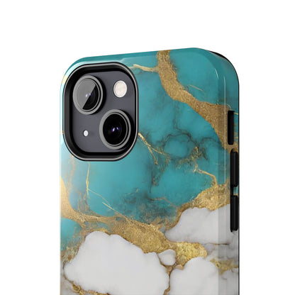Turqoise Drop Print White Gold Tough Phone Case