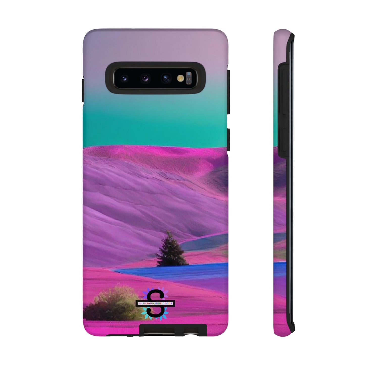 Tough Phone Case - pink purple green blue landscape