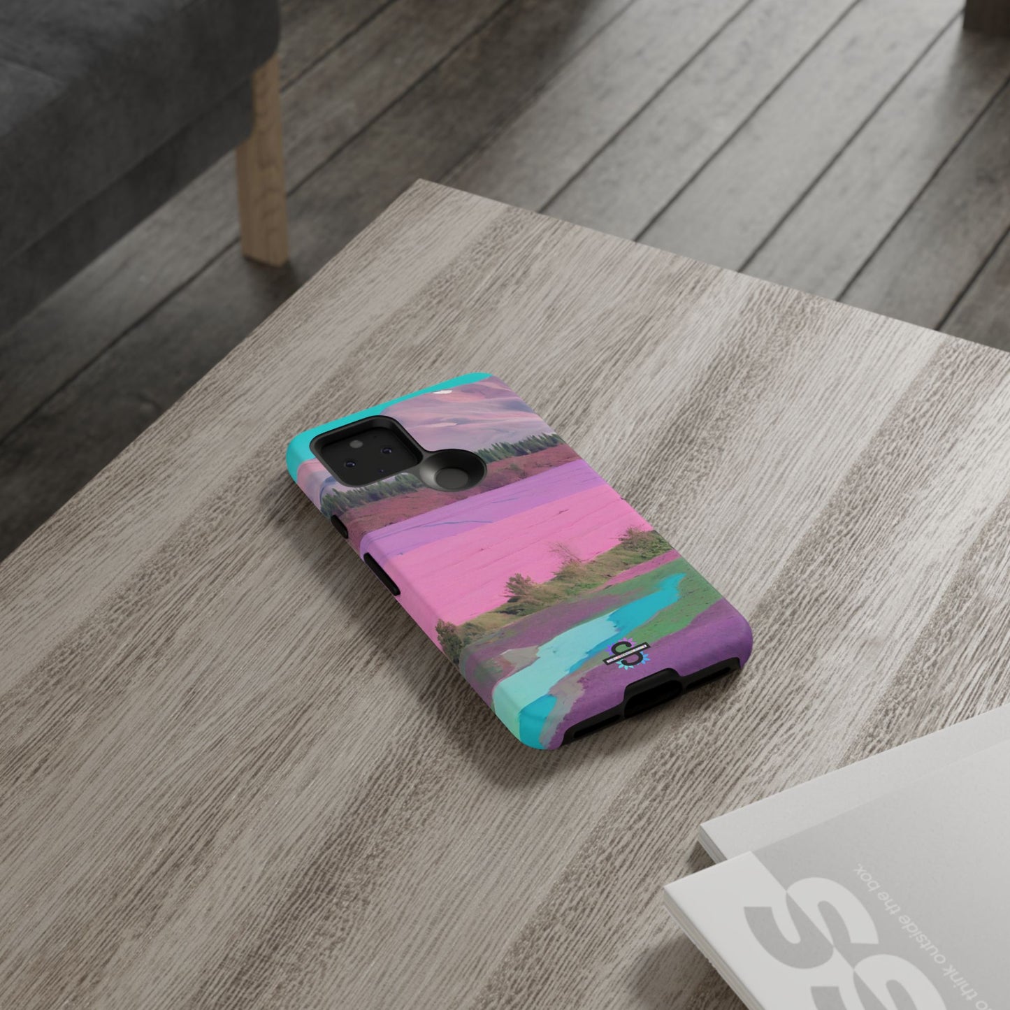 Hard Phone Case, Pink Landscape Design, Dual layer case for Extra Durability and Protection, Glossy or Matte Finish,