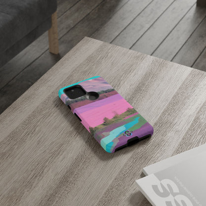 Hard Phone Case, Pink Landscape Design, Dual layer case for Extra Durability and Protection, Glossy or Matte Finish,
