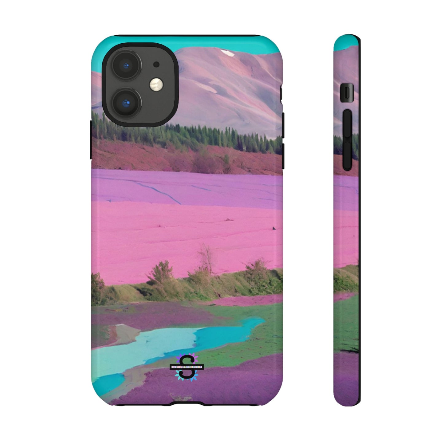 Hard Phone Case, Pink Landscape Design, Dual layer case for Extra Durability and Protection, Glossy or Matte Finish,