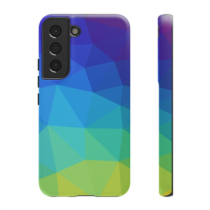 Geometric Gradient Tough Phone Case — Blue Green Polygon Design