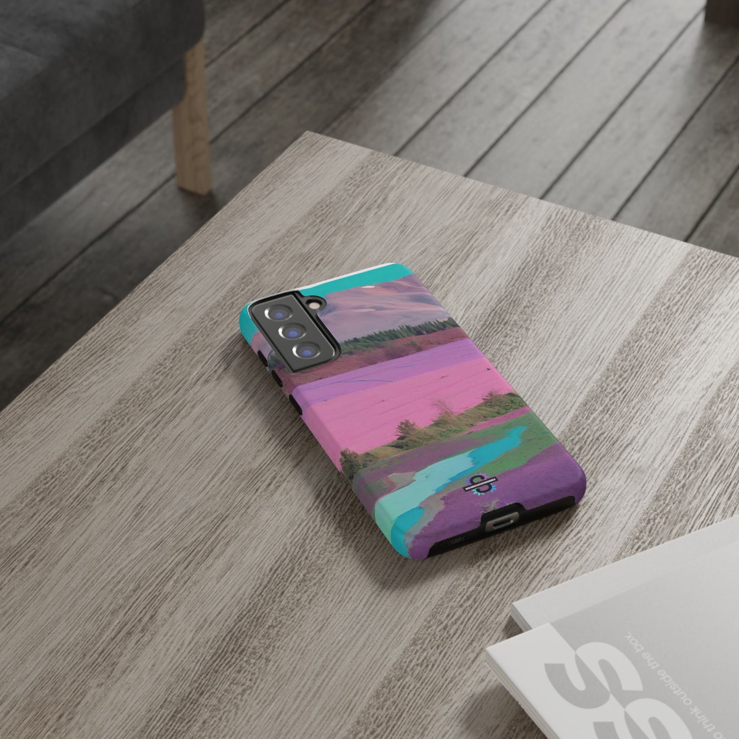 Hard Phone Case, Pink Landscape Design, Dual layer case for Extra Durability and Protection, Glossy or Matte Finish,