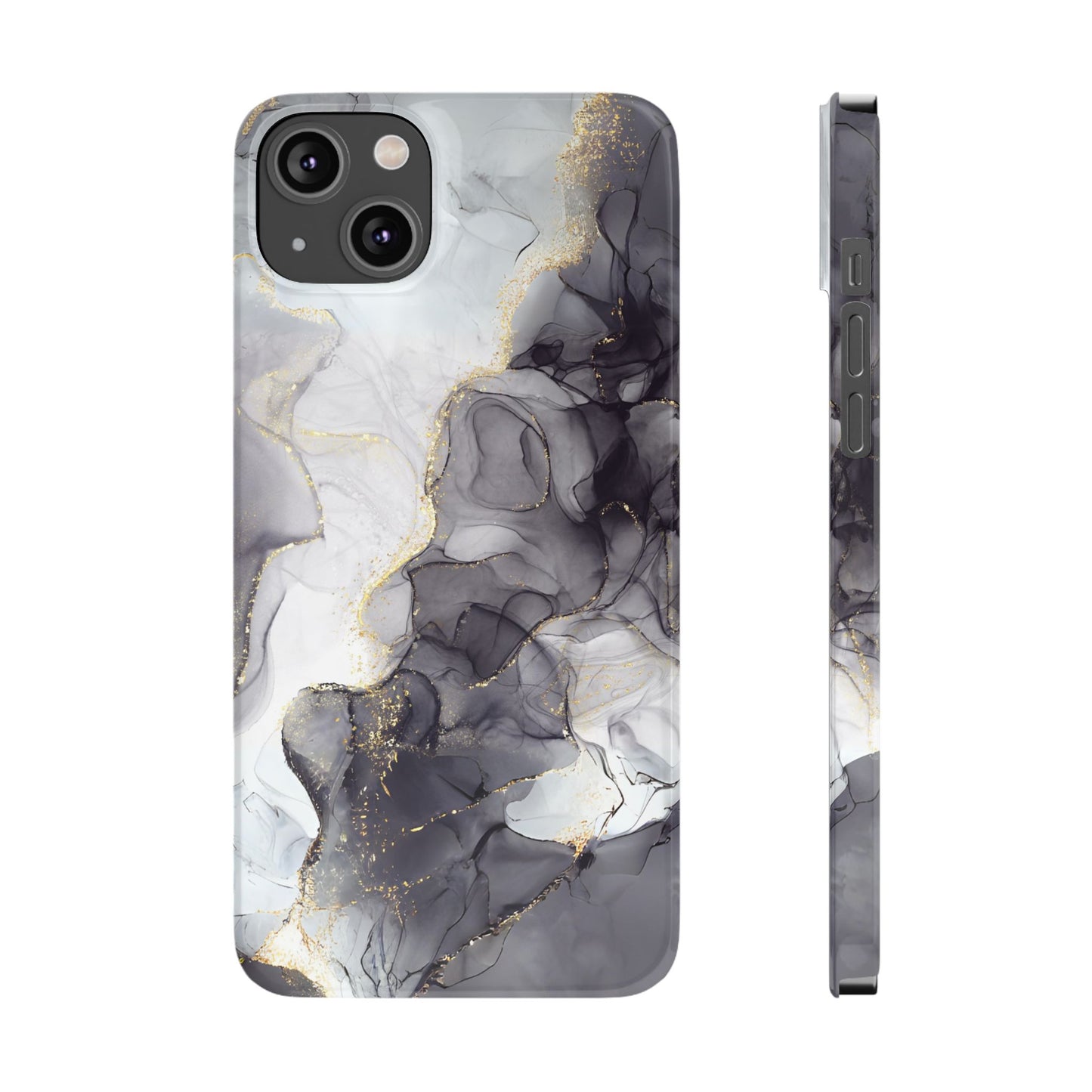 Slim Phone Cases, Black Marble Design