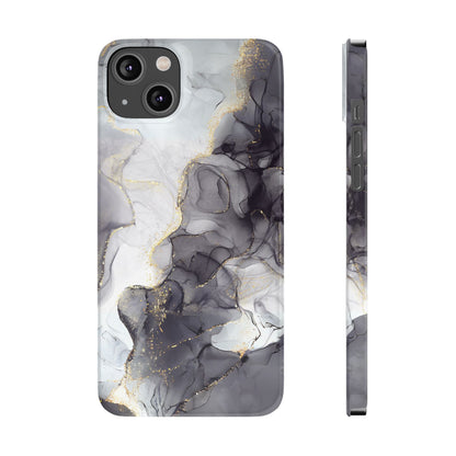Slim Phone Cases, Black Marble Design