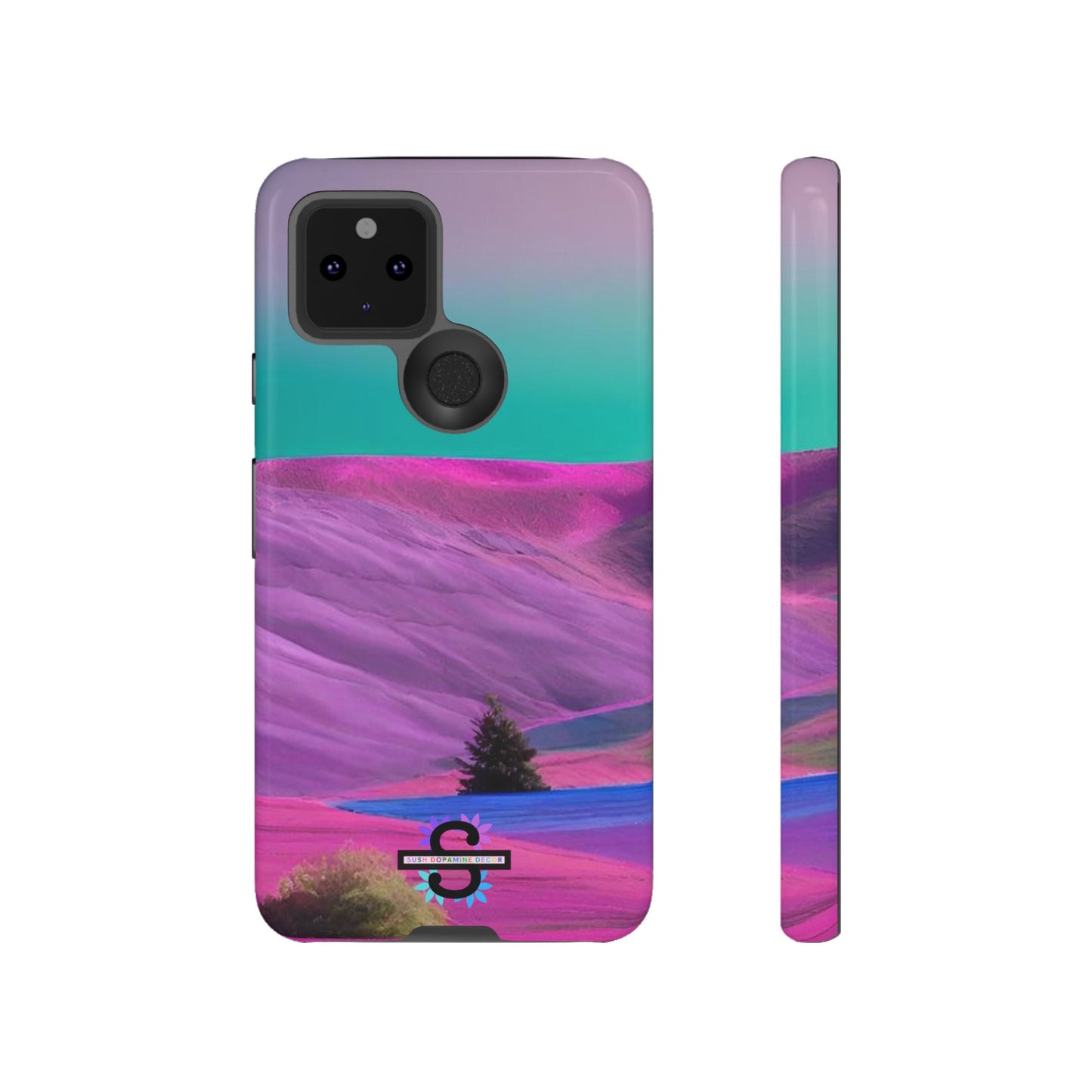 Tough Phone Case - pink purple green blue landscape