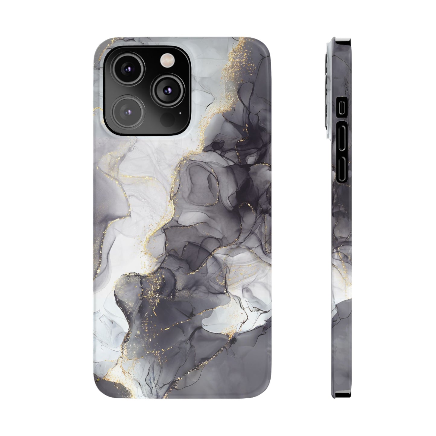 Slim Phone Cases, Black Marble Design