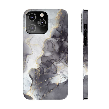 Slim Phone Cases, Black Marble Design