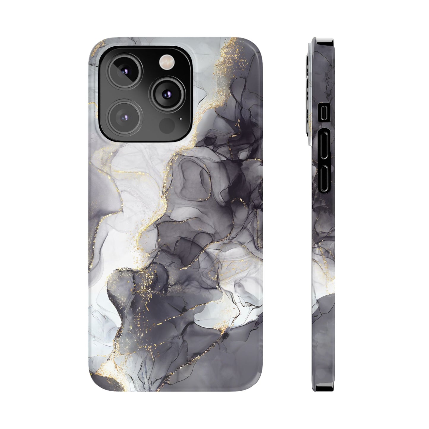 Slim Phone Cases, Black Marble Design