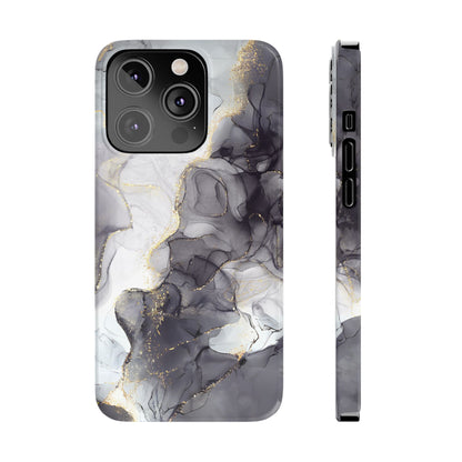 Slim Phone Cases, Black Marble Design
