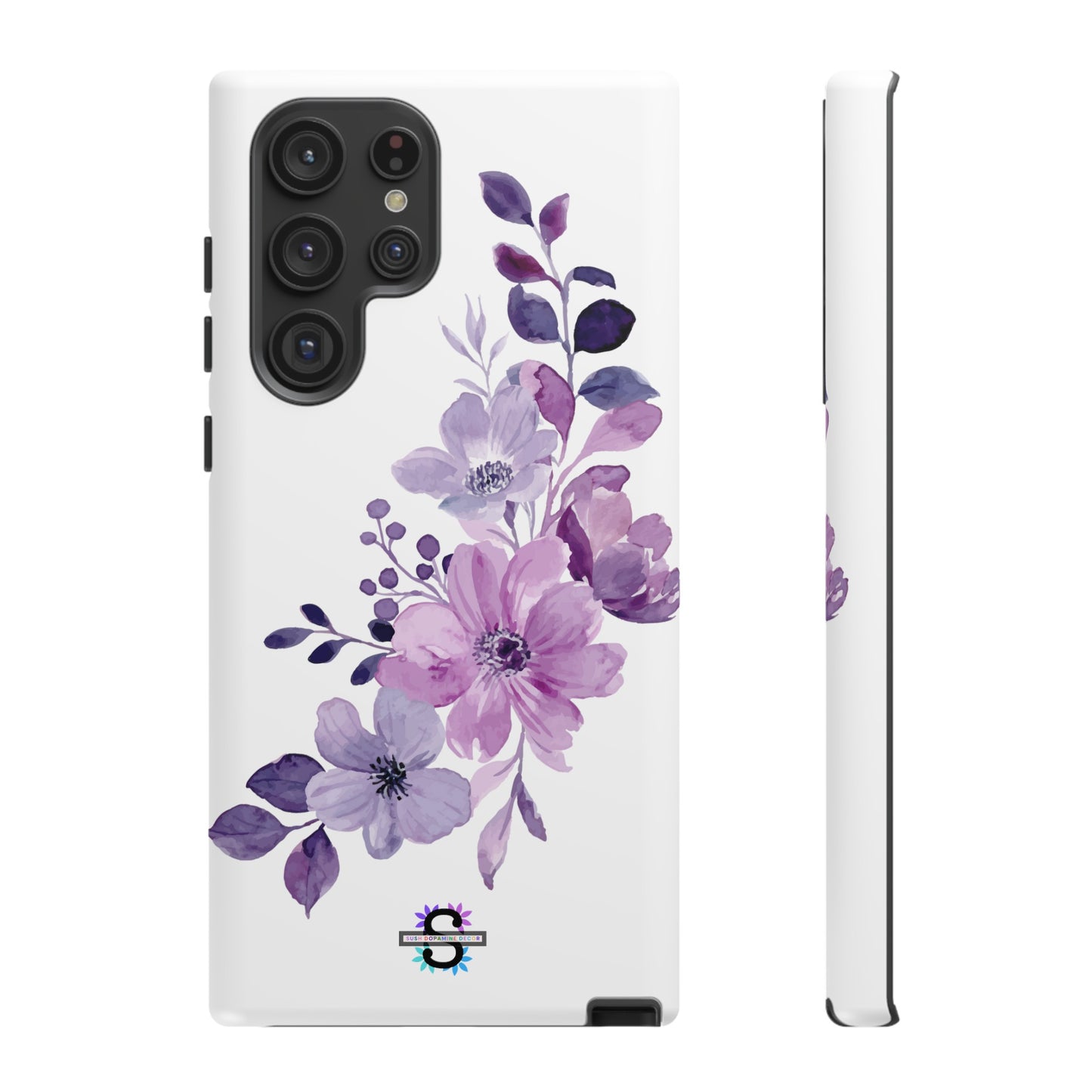 Couverture de téléphone rigide violette florale